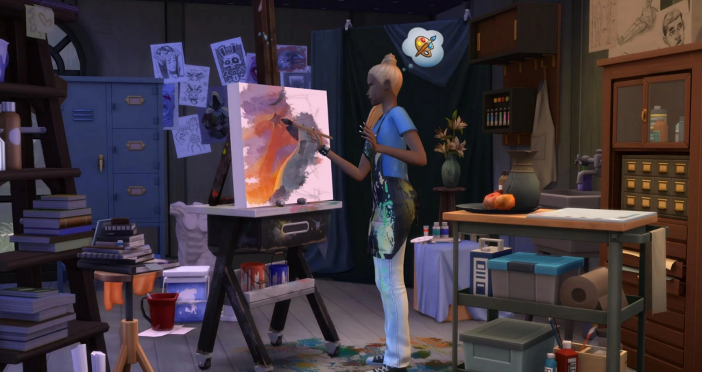 Still from the upcoming The Sims 4 Artist Studio Kit